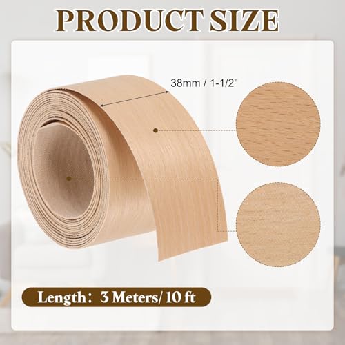 uxcell 1-1/2 Inch x 10ft Wood Veneer Edge Banding, Pre-Glued Flexible Beech Edging Strips, Iron on with Hot Melt Adhesive Wood Tape for Cabinet Repair and Furniture Restoration - size: 1-1/2 Inch x 10ft