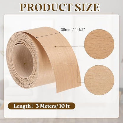 uxcell 1-1/2 Inch x 10ft Wood Veneer Edge Banding, Pre-Glued Flexible Beech Edging Strips, Iron on with Hot Melt Adhesive Wood Tape for Cabinet Repair and Furniture Restoration - size: 1-1/2 Inch x 10ft