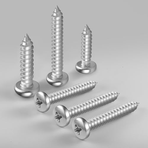 #6 x 3/4 Inch Pan Head Wood Screws, Phillips Drive, Stainless Steel 304 (18-8), Self Tapping for Wood, Sheet Metal Screws, 100 Pack - color: Silver, size: #6 x 3/4"