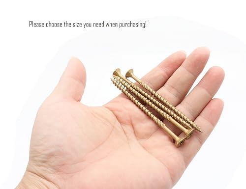 LBY 50pcs Deck Screws, # 10 × 3-1/2'' Heavy-Duty Outdoor Wood Screws, Alloy Steel, Galvanized & Rust-Resistant with Road Rust Treasure Technology, Star Bit, (Golden) - size: # 10 × 3-1/2''