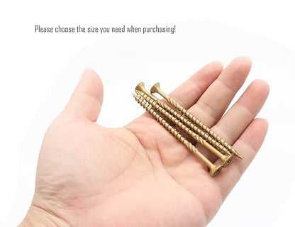 LBY 50pcs Deck Screws, # 10 × 3-1/2'' Heavy-Duty Outdoor Wood Screws, Alloy Steel, Galvanized & Rust-Resistant with Road Rust Treasure Technology, Star Bit, (Golden) - size: # 10 × 3-1/2''