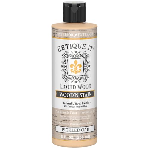 Retique It Wood'n Stain - Liquid Wood Gel Stain Interior/Exterior (08 oz, 70 Pickled Oak) - color: Pickled Oak, size: 8 Fl Oz