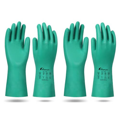 2 Pairs Chemical Resistant Heavy Duty Rubber Gloves(Large)