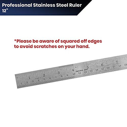 2 Pack Pacific Arc 12 Inch Stainless Steel Ruler with Inch/Metric Conversion Table - style: 2 Pack | 12 in