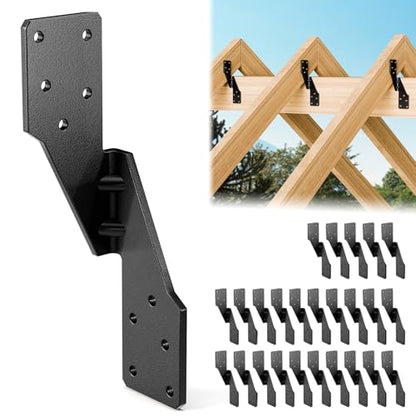 25 Pcs Hurricane Straps Tie Brackets - Heavy Duty 18 Gauge Steel Hurricane Clips for Roof, Shed and Walls, Hurricane Straps for Rafter H2.5A, Hurricane Roof Brackets, Truss Ties Black – Left - style: Left - Black Hurricane ties - 25pcs
