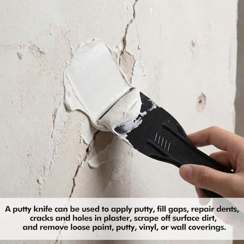 12 Pcs Plastic Putty Knife 2" Flexible Putty Knife Scraper, Black - color: Black