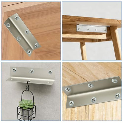4" x 1" Corner Brace Angle Bracket, 4 Pcs, Stainless Steel - size: silver,4"x 1"