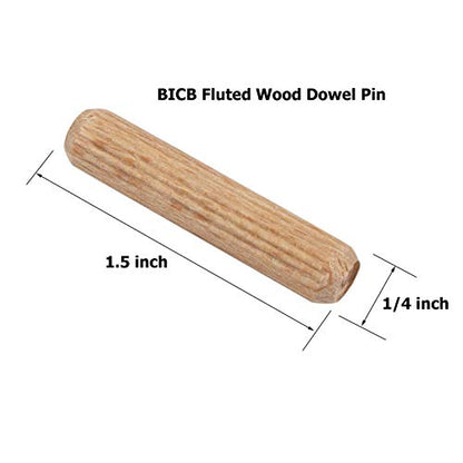 100-Piece Fluted Dowel Pins - 1/4" x 1-1/2" Premium European Beechwood - Kiln-Dried Hardwood Connectors for Furniture, Joinery & DIY Crafts - size: 1/4" x 1 1/2"