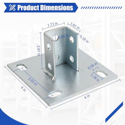 8 Pcs Strut Post Base, 6x6 Post Base Brackets Surface Mount for Posts Deck