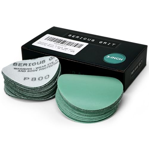 Serious Grit - 3-Inch P800 Grit Hook & Loop Sanding Discs - 50 Pack - style: 800 Grit
