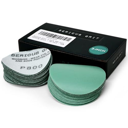 Serious Grit - 3-Inch P800 Grit Hook & Loop Sanding Discs - 50 Pack - style: 800 Grit