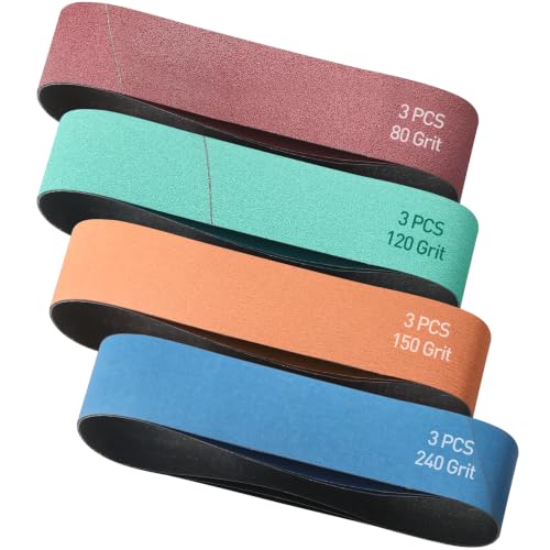 4" x 36" Sanding Belts for Belt Sander, Assorted Grits 12 Pcs (3 Each of 80 120 150 240), Aluminum Oxide Sanding Belts for Woodworking Metal Polishing Knife Sharpening - size: 4" x 36"