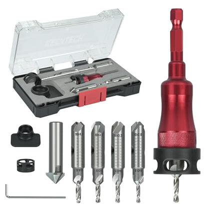 KEENTECH 10-in-1 Countersink Drill Bit Set with Ball Bearing Depth Stop - style: Countersink Bits