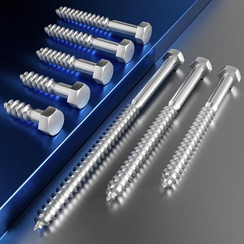 Wensilon Lag Screws Wood Screws,(80PCS, 1/4"x1", Silver) Hex Head Lag Bolts,(6x25) Heavy Duty Lag Screws,304 Stainless Steel Bolts 18-8 - color: Silver, size: 1/4"x1"