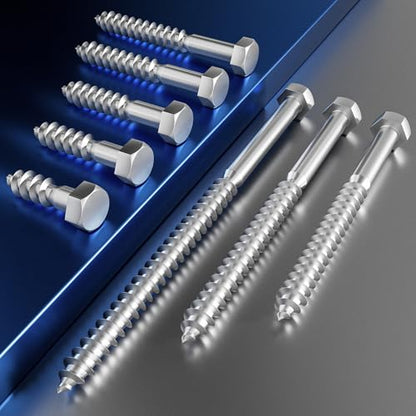 Wensilon Lag Screws Wood Screws,(80PCS, 1/4"x1", Silver) Hex Head Lag Bolts,(6x25) Heavy Duty Lag Screws,304 Stainless Steel Bolts 18-8 - color: Silver, size: 1/4"x1"