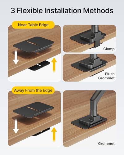 monTEK Adjustable Steel Monitor Mount Reinforcement Plate, Desk Stabilizer