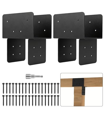 2 Pack 6x6 Heavy-Duty Post Bracket for Outdoor Pergolas Gazebos Decks - size: 2 Pack Large Brackets 6"x6"
