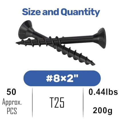 WELLOCKS #8 x 2 in Black Deck Screws, 0.44 lbs Trial Size - size: #8×2", style: Trial size 0.44LBS