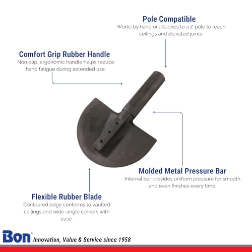 Bon Wipe Down Knife – 6½" x 4½" Rubber Blade – Built-In Metal Pressure Bar – Rubber Handle – Pole Compatible – Ideal for Vaulted and Wide Inside Angles