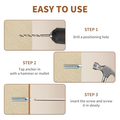 24-Piece Hollow Wall Expansion Screw Set with 304 Stainless Steel ScrewsLoose Hinge Hole Repair Tool, Suitable for Concrete, Hollow Walls, Wood, and Hinge Hole Repairs (6x32mm) (Silver) - color: Silver