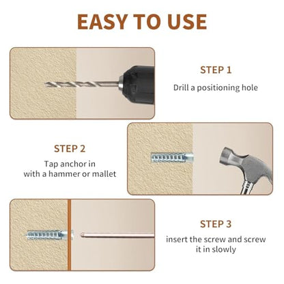 24-Piece Hollow Wall Expansion Screw Set with 304 Stainless Steel ScrewsLoose Hinge Hole Repair Tool, Suitable for Concrete, Hollow Walls, Wood, and Hinge Hole Repairs (6x32mm) (Silver) - color: Silver