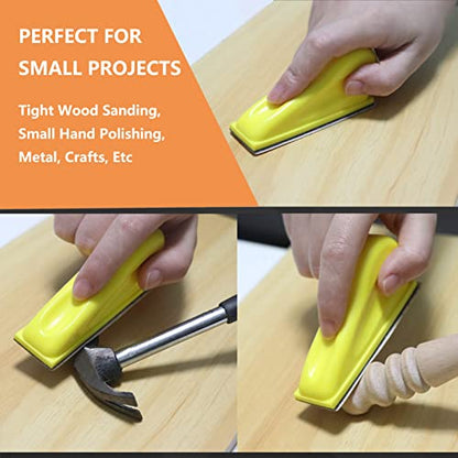 70 Sheets Micro Detail Sander Paper Kit with 3.5”x 1”Hand Sanding Block - style: Yellow 80-600 Grit