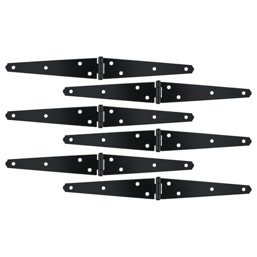 Geesatis 6" Strap Hinges,Black Gate Hinges,Iron,6Pcs - color: Black, size: 6inch(6Pcs)