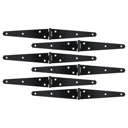 Geesatis 6" Strap Hinges,Black Gate Hinges,Iron,6Pcs - color: Black, size: 6inch(6Pcs)