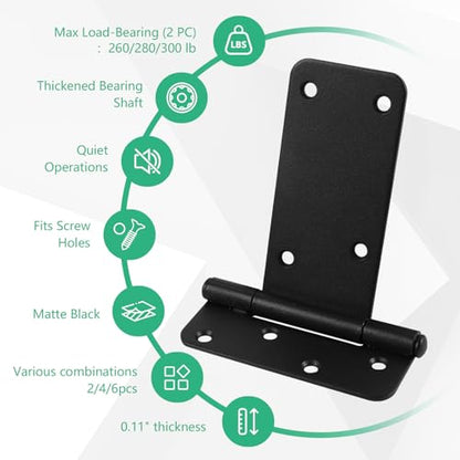 5“ Gate Hinges,260 Lbs Capacity, 4 Pack Heavy Matte Black Hinges - size: 5“-4 pcs-Matte Black