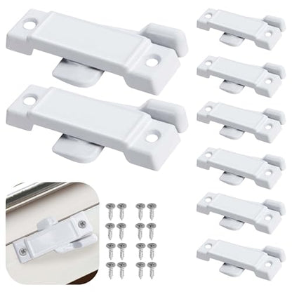 8 Pcs F2590 Windows Replacement Sash Lock, Center Sash Lock with Screw - color: White F2590-8Pcs