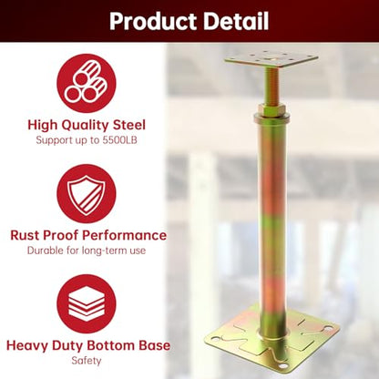 4 Pack House Jacks for Leveling Foundation Jacks for Leveling House Floor Jack Adjustable Floor Jack Telescoping Jack for Temporary Support Adjustable Range 11 inch - 16 inch