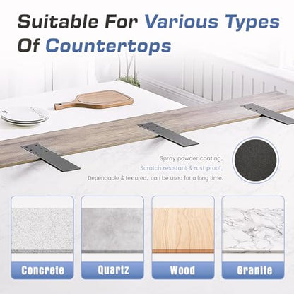 Countertop Support Brackets Heavy Duty 4 Pack 1/4" Thick 12 Inch Flat Hidden Knee Wall Countertop Bracket for Granite Quartz Wood Concret Countertops Screws Included - size: 12 inch-4 Pack