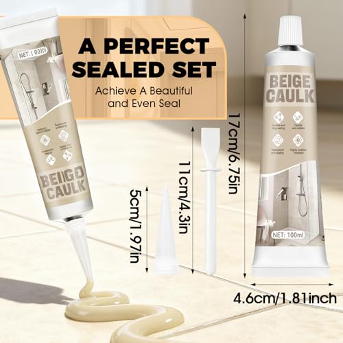 JAOJAO Beige Caulk, Waterproof, Cracking Proof, Long-Lasting Seal, 100ml - color: Beige