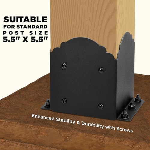 6x6 Post Base, Heavy Duty Bolt Down Anchor for 5.5" Wood Post (Set 2)
