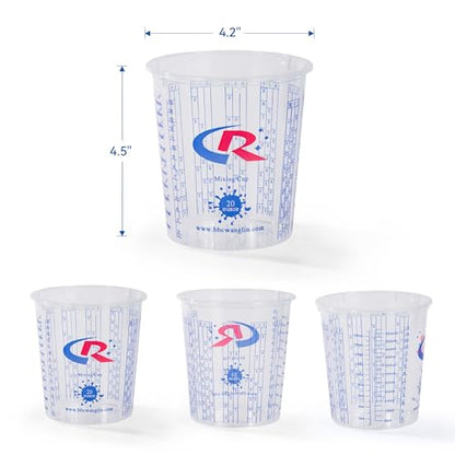 Paint Mixing Cup 20 Ounce, Accurate Measurements in Ratios and OZ. and ML, 36PCS Plastic Graduated Measuring Cups with 12PCS Lids for Paint, Resin, Epoxy, Acrylic, Pigments, Art - color: 20 ounce, size: Cups - Box of 36 + 12 Lids