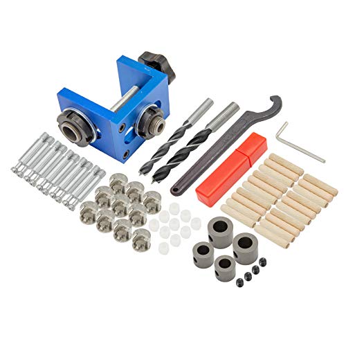 Evwoge Woodworking Drilling Locator Tool Kit Aluminum Alloy Pocket Hole Jig Kit System Drill 8mm/15mm Hole