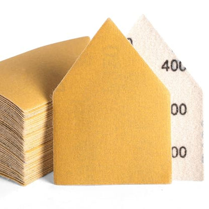 POLIWELL Orbital Triangle Sanding Sheets 50PCS 90x65mm Hook & Loop - style: 400 Girt