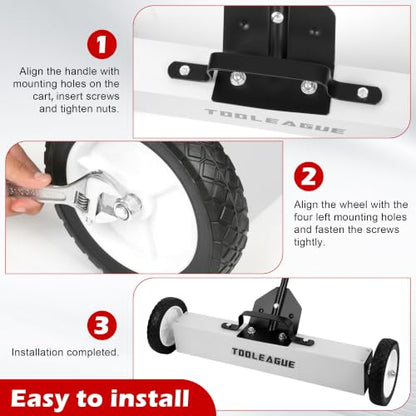 24" Rolling Magnetic Sweeper with Wheels, 50LB, 3Pcs Magnet Sweeper Set - size: 24-inch（50LBS)