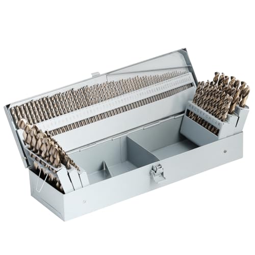 COMOWARE 115Pcs M35 Cobalt Drill Bit Set - 5% Cobalt HSS Metal Bits for Hardened Steel/Stainless/Cast Iron/Wood/Plastic, Titanium Coated 1/16"-1/2" with Metal Indexed Case (Professional Grade)