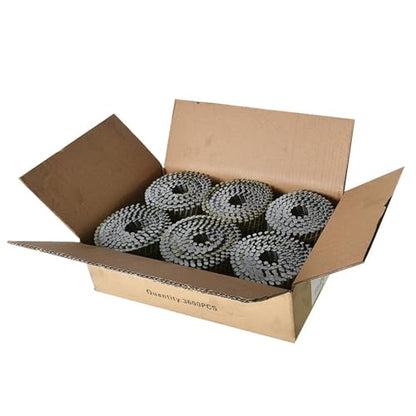 15-Degree Collated Wire Coil Siding Nails 2Inch x 0.092Inch 3600 Count Full Round-Head, Ring Shank, Hot-Dipped Galvanized for Rough Nailing of Lathing and Sheathing Materials - size: 2Inch