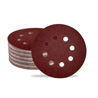 55PCS 5 Inch 8-Hole Sanding Discs for Random Orbital Sander, Assorted 60 80 120 150 180 220 320 Grits, Hook and Loop Sandpaper Pads for Woodworking, Metal and Automotive Polishing - style: 55PCS Mix Grit