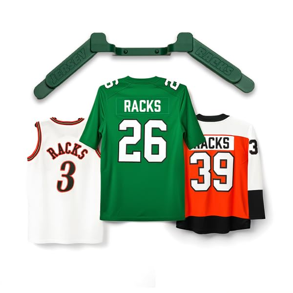 Wall Mount Display | Damage-Free Adjustable Hanger for Jerseys - color: Green