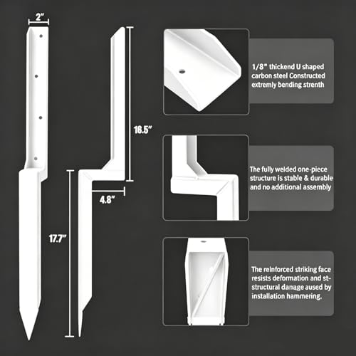 Fence Post Repair Kit, Heavy-Duty Fence Stabilizer, White, 1-Pack - color: White 1 pack
