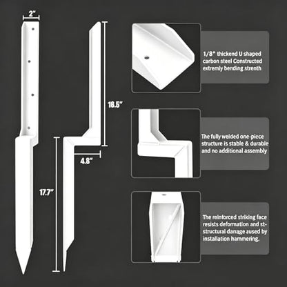 Fence Post Repair Kit, Heavy-Duty Fence Stabilizer, White, 1-Pack - color: White 1 pack