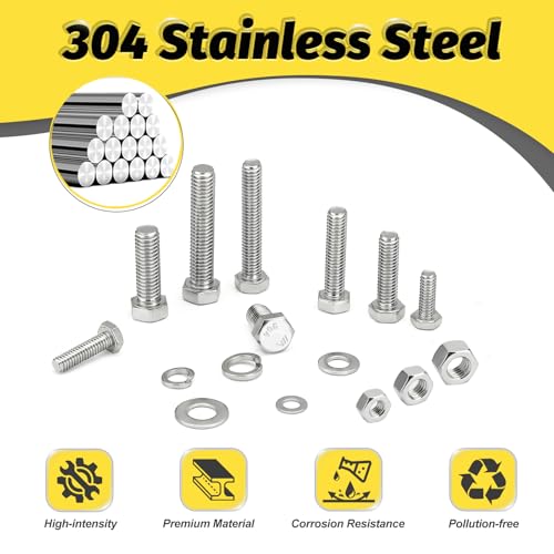 30 Sets 1/4-20x3/4 Bolt and Nut Set, Flat & Lock Washers Included,120PCS - size: 1/4x3/4"-30sets