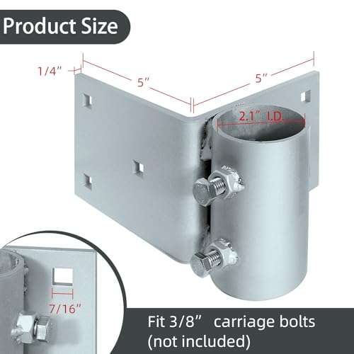 Stationary Dock Heavy Duty Hardware Side Leg Pipe Holder,Floating Dock Brackets Hardware,Dock Pipe Brackets Sleeve Holder for Pipe Pole Post,7/16" Holes for 3/8" Carriage Bolts - style: 1 Pack Dock Corner Leg Holder