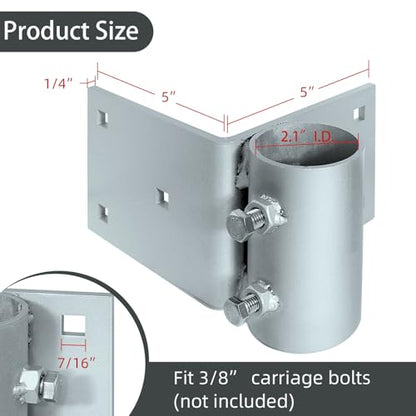 Stationary Dock Heavy Duty Hardware Side Leg Pipe Holder,Floating Dock Brackets Hardware,Dock Pipe Brackets Sleeve Holder for Pipe Pole Post,7/16" Holes for 3/8" Carriage Bolts - style: 1 Pack Dock Corner Leg Holder