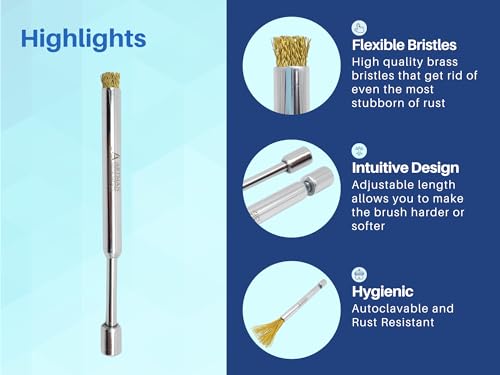 Artman Instruments Bur Brush Tough Brass Bristles with Adjustable Telescopic Handle Rust Cleaning Adjustable Handle