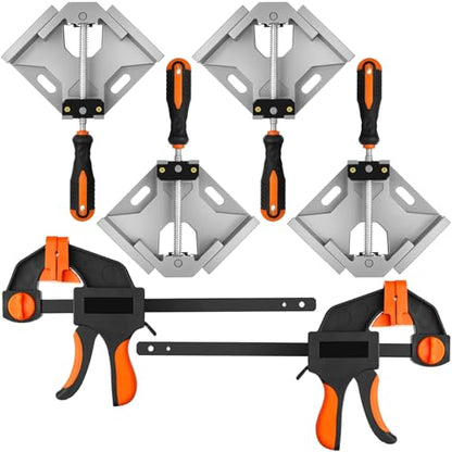 6 Pcs Right Angle Clamps 90 Degree with 6 Inch Bar Clamps