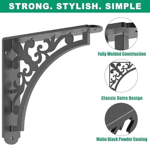 SELEWARE Heavy Duty Shelf Brackets 8" Decorative L Brackets, Classic B 2Pcs - style: Classic B-2 pack